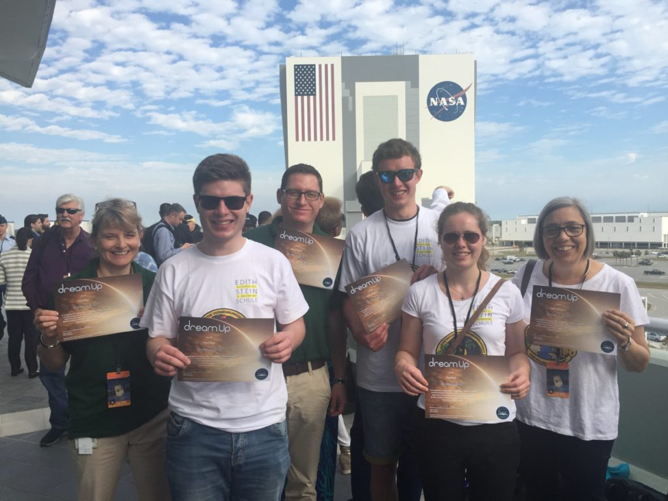 V3PO students from Germany after the successful launch of their crowd-funded plant-growth research project on SpaceX CRS-10