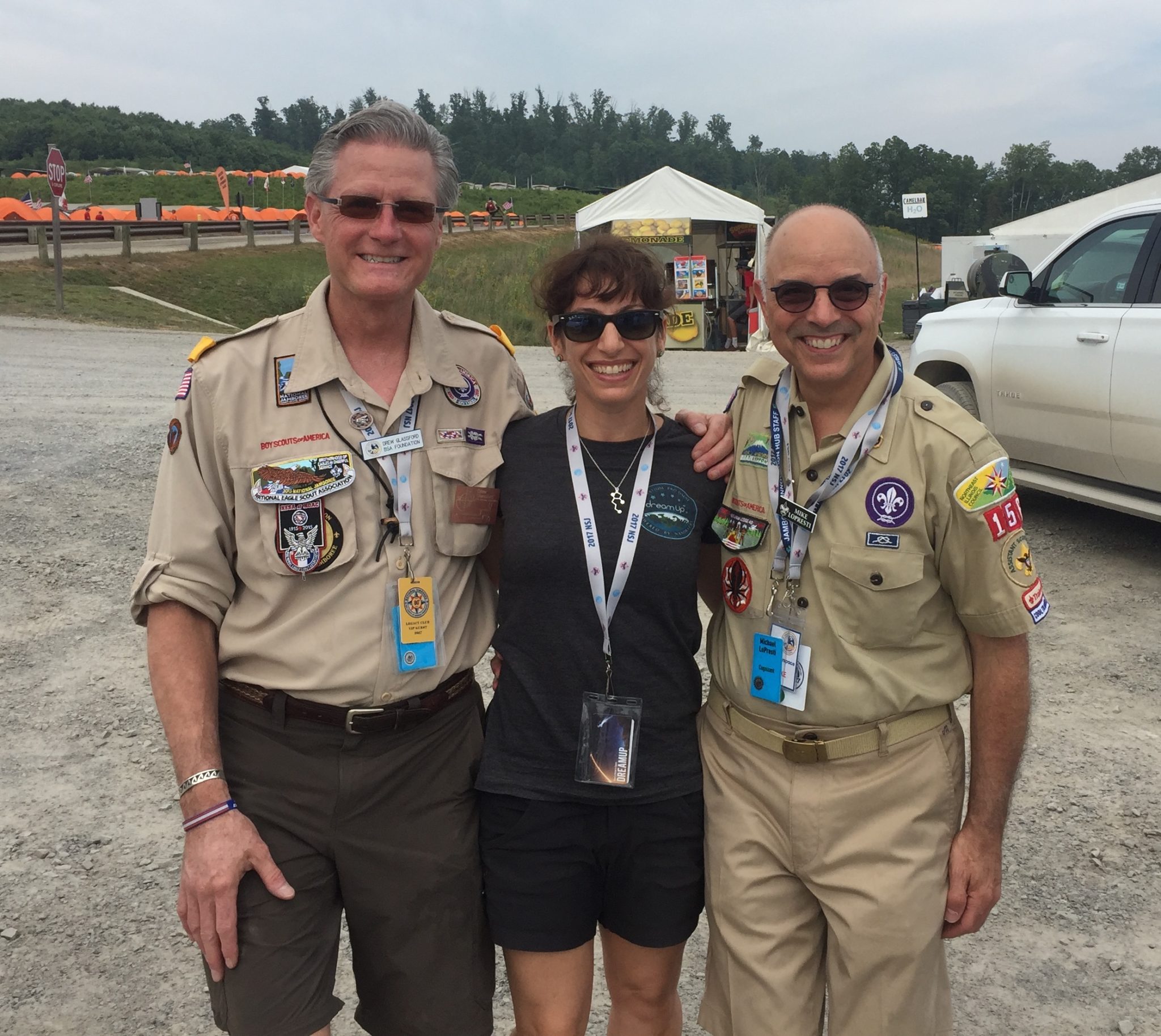 Drew, Carie, and Mike at the Boy Scout Jamboree 2017